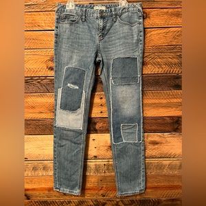 Free People Patchwork straight leg jeans   Mid rise size 30